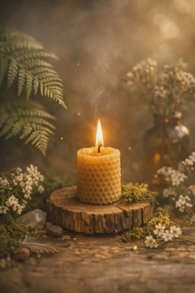 świeczka z wosku pszczelego W roślin eterze